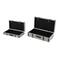 Gray Fabric Woven Storage Decorative Trunk with Silver Latches & Buckles Set